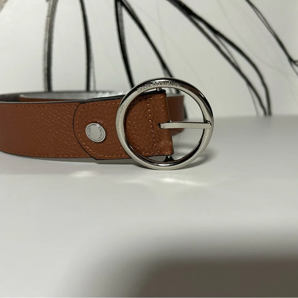 Michael Kors Brown Leather Belt with Silver Buckle, Reversible - Picture 1 of 7
